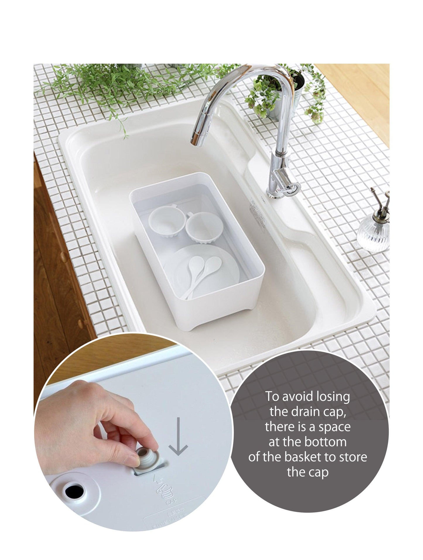 Yohaku - Dish Drying Basket Sink Dish Rack Drainer Tray Set White