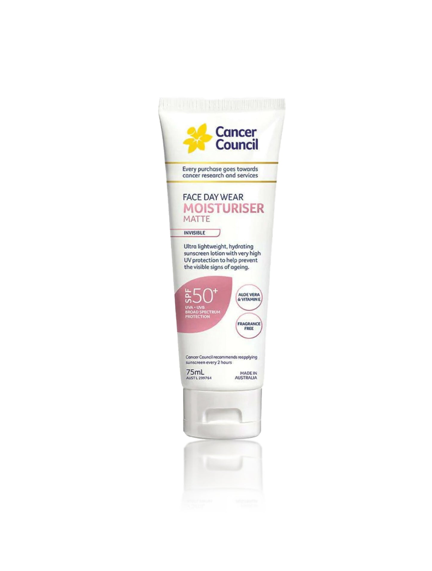 Cancer Council Face day Wear Moisturiser Matte Invisible SPF 50+ 75ml (exp Jan 25)