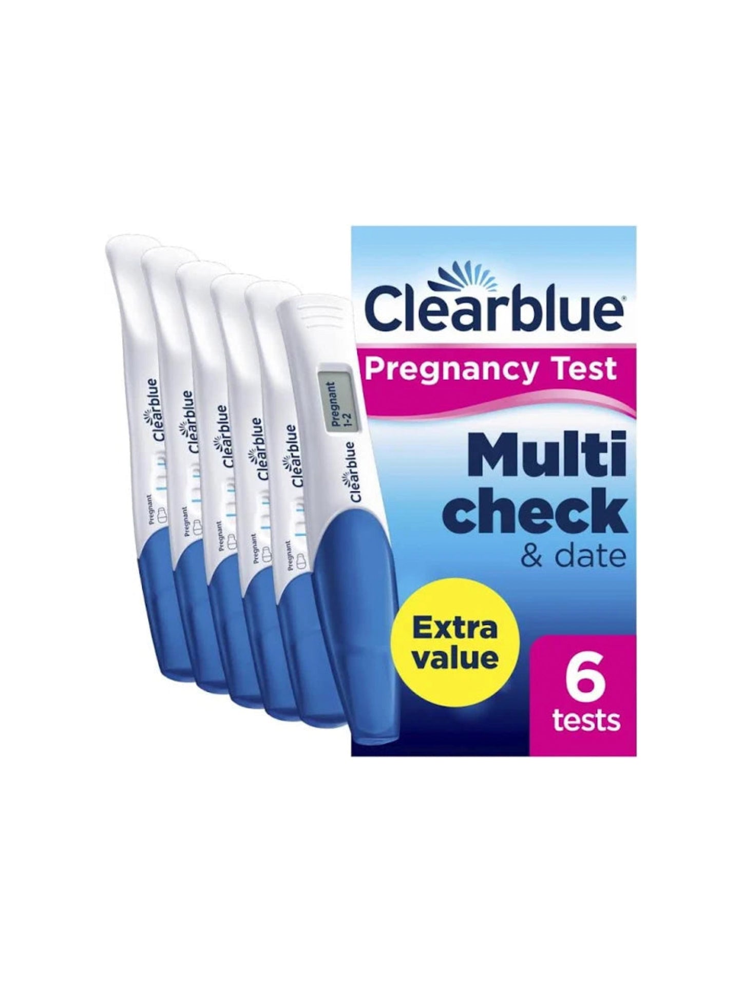 Clearblue Pregnancy Test Multi Check Early, 6 Count (1 Digital + 5 Visual) (Exp Nov 24)