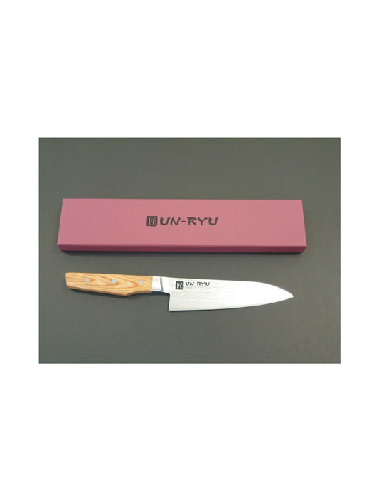 下村 - [UN-RYU] 大馬士革三德刀 170mm, VG10 33 層