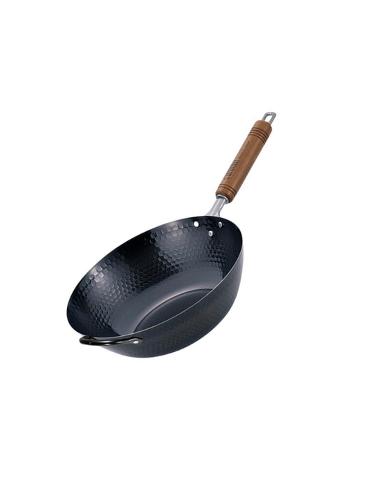 Japanese Premium Hammered Iron Wok with extra handle with Gift Box