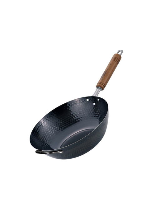 Japanese Premium Hammered Iron Wok with extra handle and Gift Box